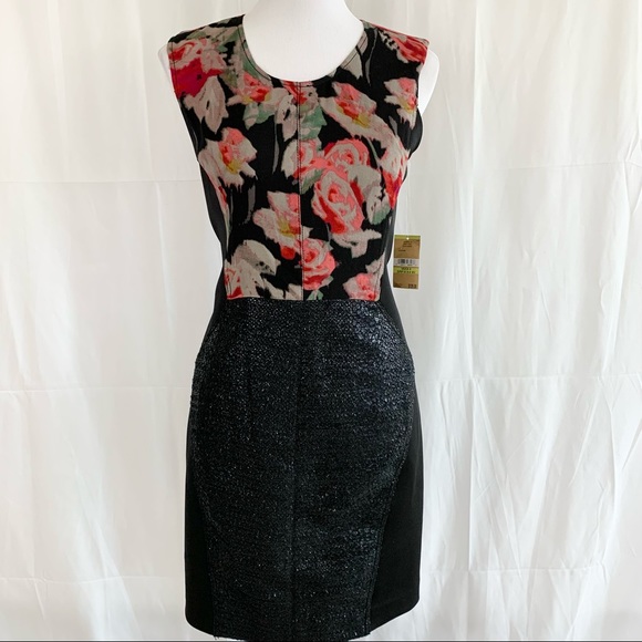 NWT! Rachel Roy Black Floral Sheath Dress - Picture 2 of 8